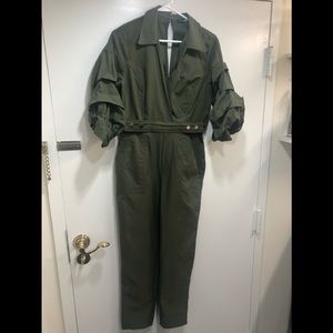 NWT Fashion Nova Olive Green Fall Jumpsuit SZ L